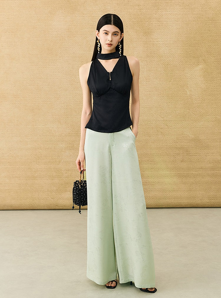 HECO Chinese Acetate V-Neck Waist Small Vest Top - ZEPH.