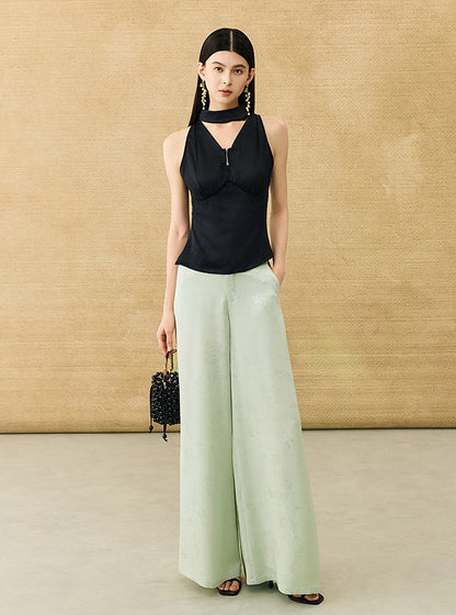 HECO Chinese Acetate V-Neck Waist Small Vest Top - ZEPH.