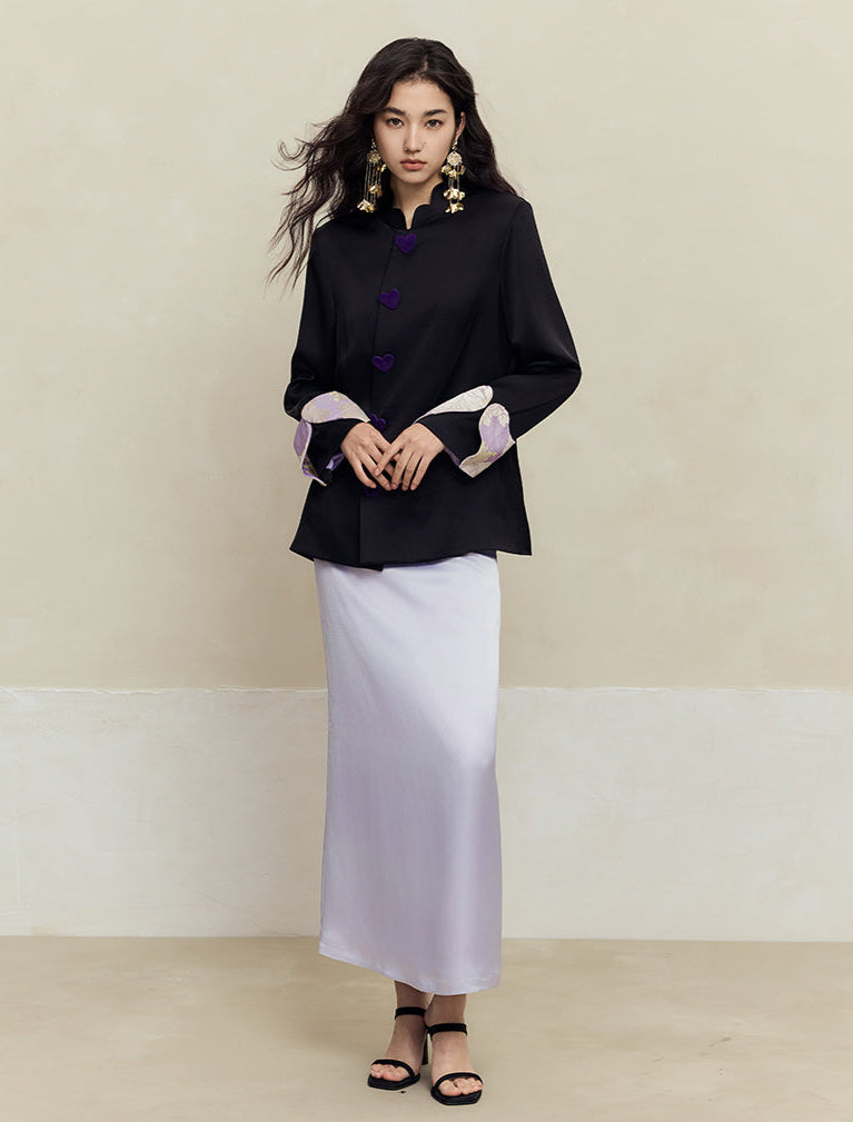 HECO Petal Stand-Up Collar Long Sleeve Blazer Women - do.