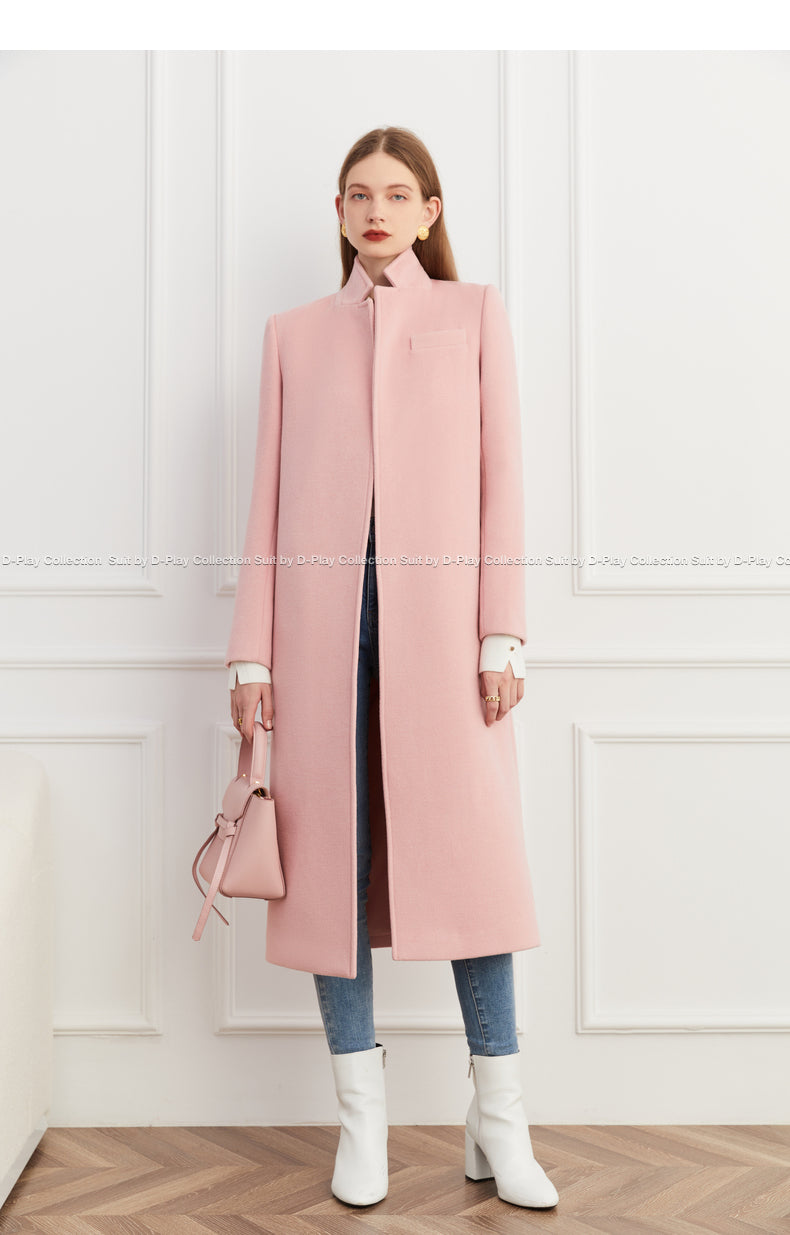 DPLAY Fall/Winter Lace-Up Custom Floral Pink Long Coat - Aiy