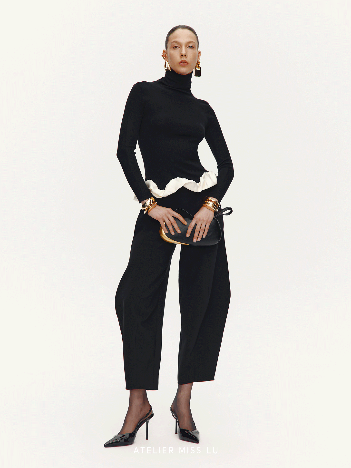 ATELIER MISS LU Artistic Scimitar Silhouette Casual Loose Pants - CHANTS