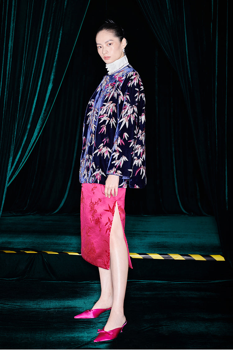 M essential Mackay designer 3Ddragonfly printed velvet loose to shirt - elvin