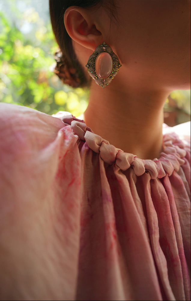 LE VENT&TES AILES Sakura Tencel Smudge Slip Skirt Loose Top Handmade-BECCA