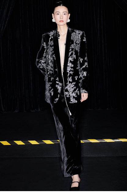 M essential Mackay designer iron orchid embroidered suit - Selima