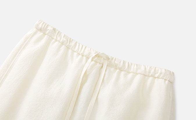 ZHUCHONGYUN midi cotton skirt with side button detailing and a drawstring waist-SEZA.