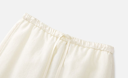 ZHUCHONGYUN midi cotton skirt with side button detailing and a drawstring waist-SEZA.