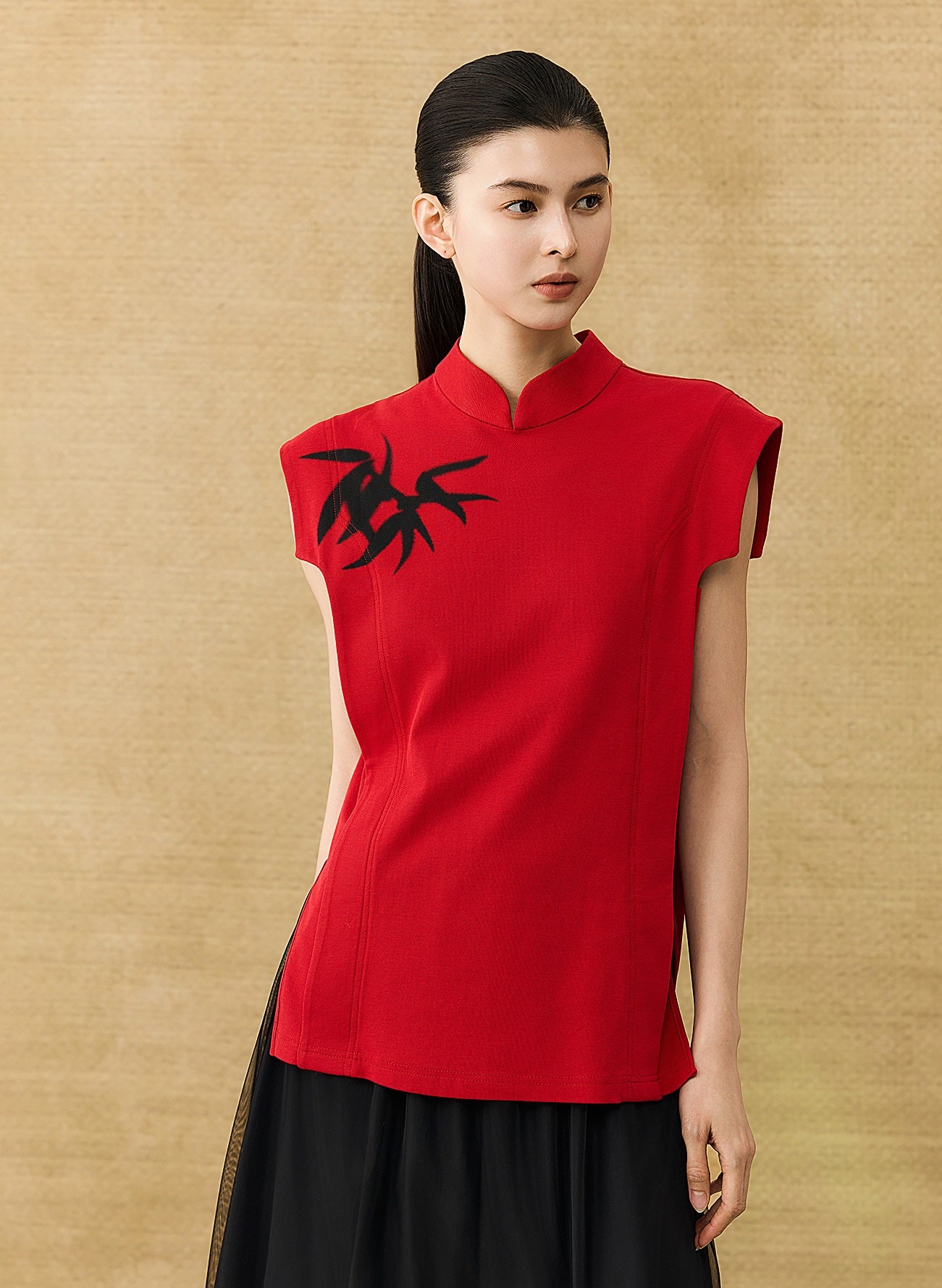 HECO Chinese Bamboo Leaf Print Short Sleeve T-Shirt - CHASE.