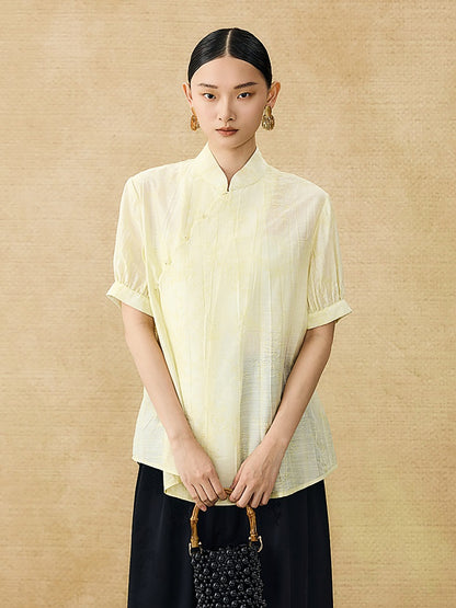 HECO Chinese style jacquard bubble summer silk cross-body top - PERFECT .