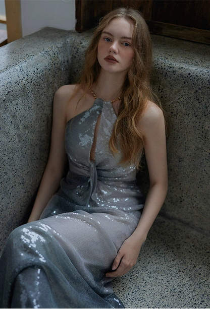 GOUDIN bridal silver original party evening  morning gown-GBENA.
