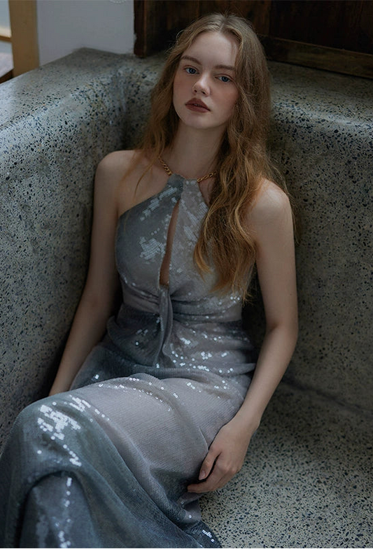 GOUDIN bridal silver original party evening  morning gown-GBENA.