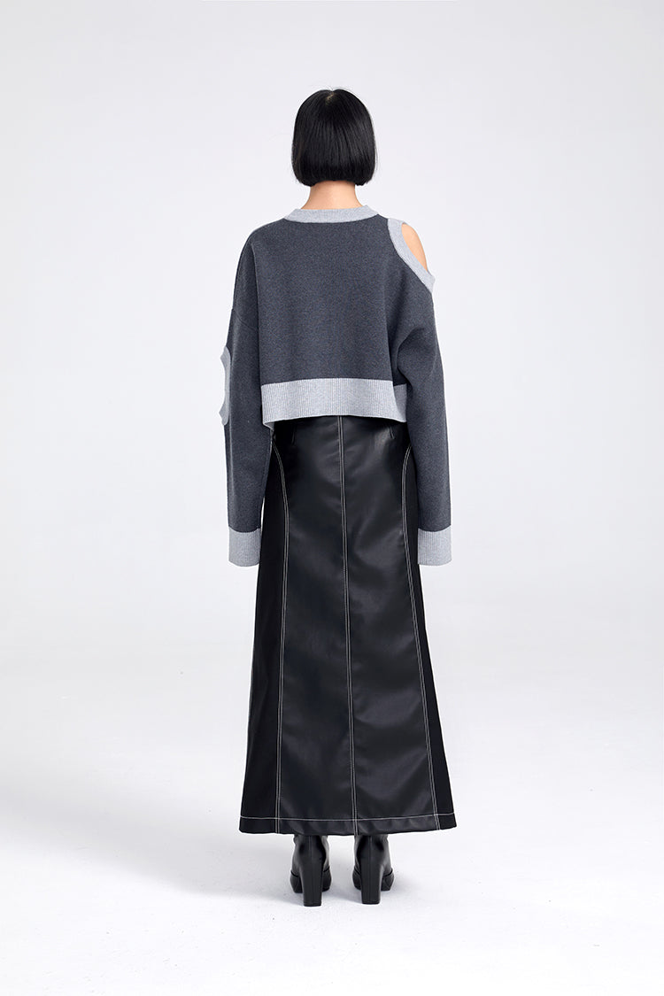 TINY IN women's loose dropped cut-out short sweater-MIE