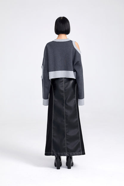 TINY IN women's loose dropped cut-out short sweater-MIE