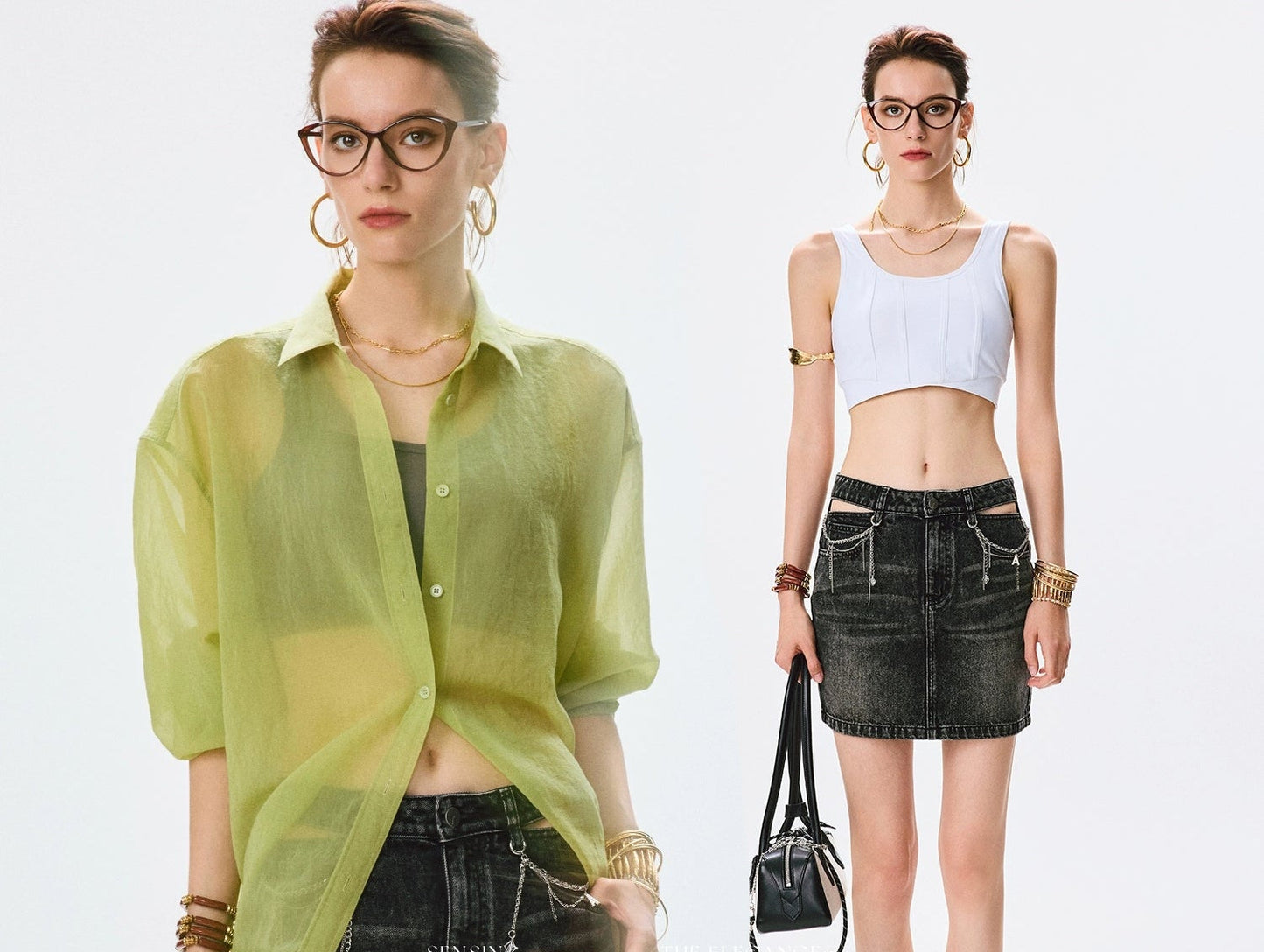 ANNASPEAK  cotton skirt high-waisted temperament denim skirt -MOMO.