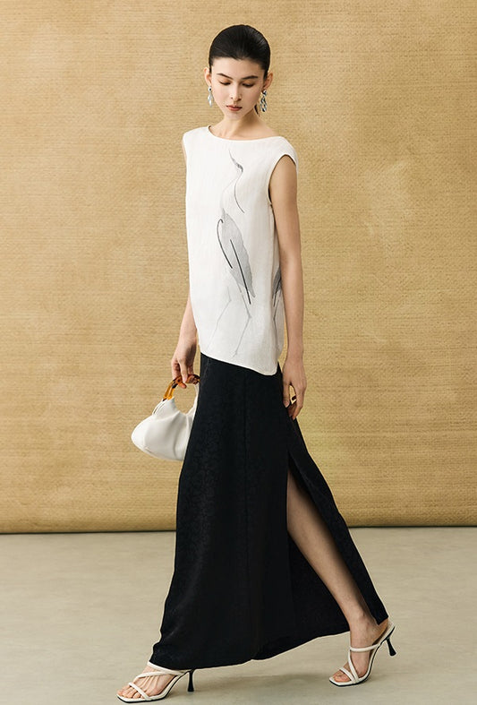 HECO Chinese style crane print top - LIVES.