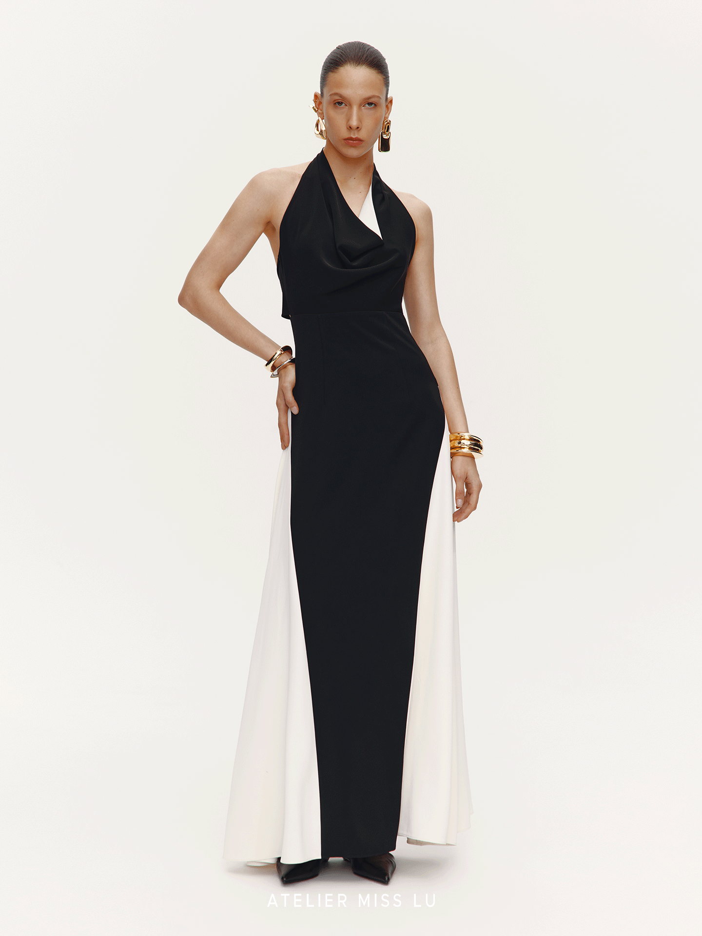 AtelierMissLu Open Back Large Swing Dress Long Skirt - LEVI.