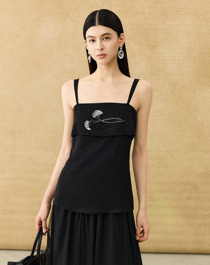 HECO Chinese style calla lily bead embroidered camisole  top - BENE.