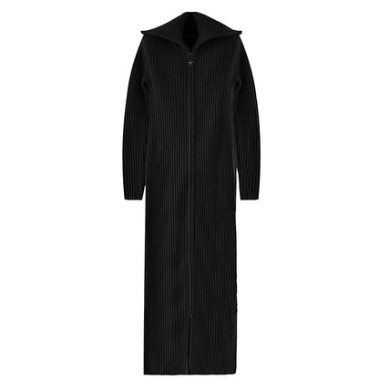 ANNAKIKI high neck long-sleeve wool long dress- JOHAN.