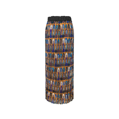 TUYUE Mural print pleated high waisted midi skirt- ANDANA.