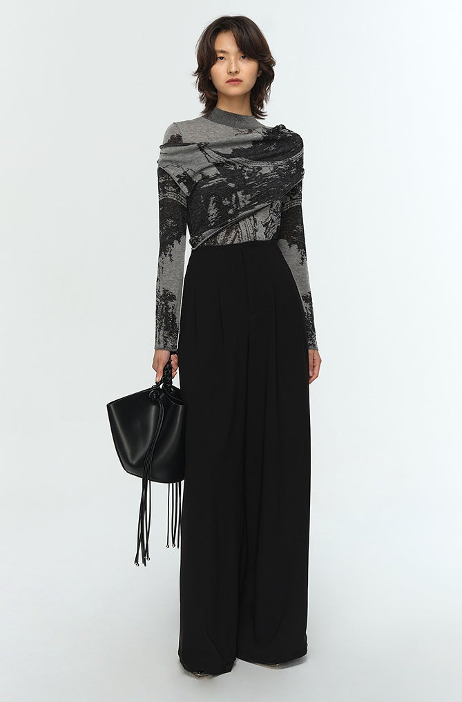 COMME MOI Lu Yan Designer's new commuter acetic high-waisted double-pleated wide-leg pants - MARD.