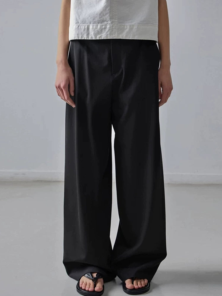 Nothing Written Casual High-waisted Slim Versatile Straight-leg Pants-LIV.