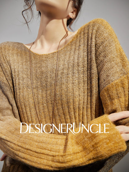 DGU "Tan Oak" khaki wool knitted new versatile slimming high-end design top - Noa.