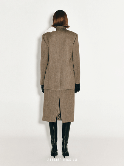 ATELIER MISS LU Double-breasted Vintage Sheep Wool Blazer - KATLYN.