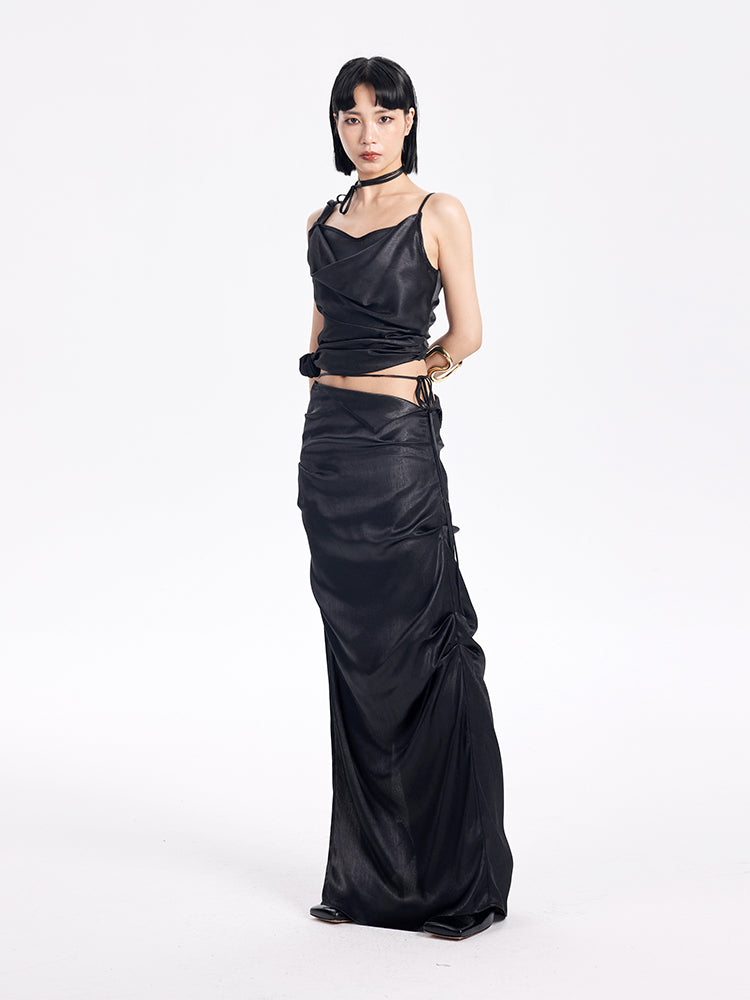 TINY IN two-tone pinch sexy long skirt -SAKUNA