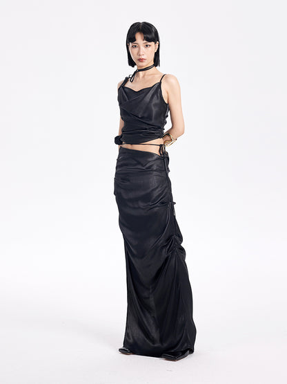 TINY IN two-tone pinch sexy long skirt -SAKUNA