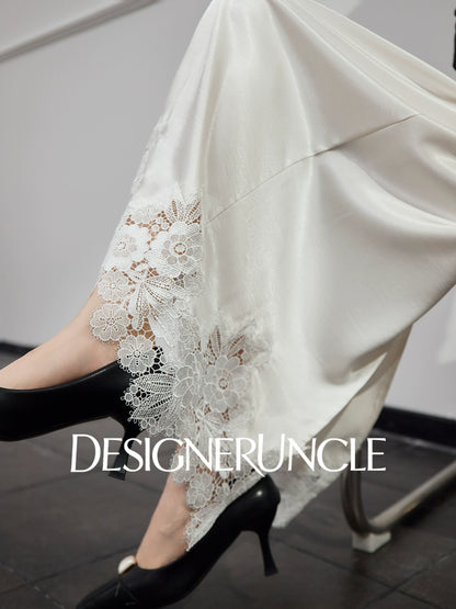 DGU new light luxury lace splicing embroidery niche slimming design elegant temperament - FLOW ?.