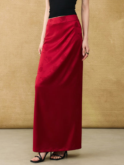 HECO Chinese acetate jacquard women's cool flesh covering elegant skirt - DATE.