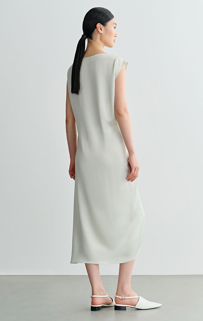 COMME MOI  slanted shoulder cut-out waist dress - ABBY.