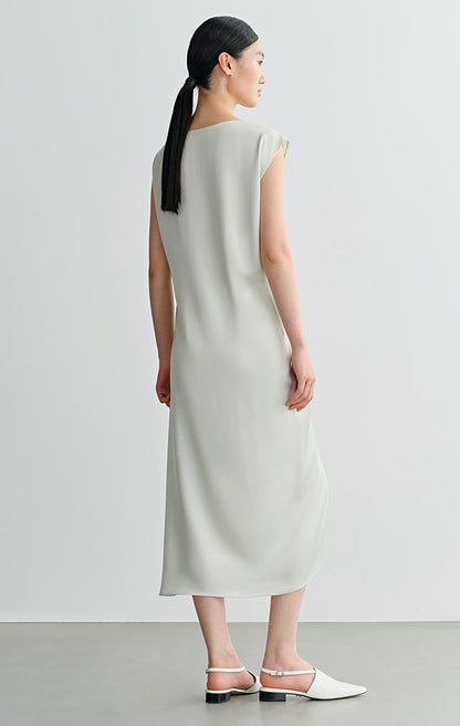 COMME MOI  slanted shoulder cut-out waist dress - ABBY.