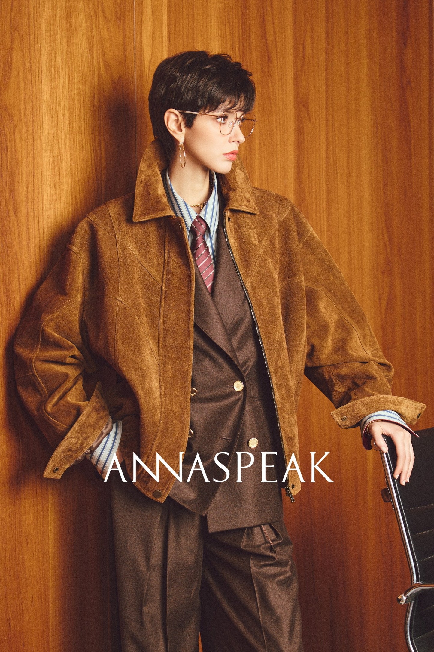 ANNASPEAK ROSSO Red Label Eco-Friendly Leather Heavy Jacket Skirt Set-GHUGH.
