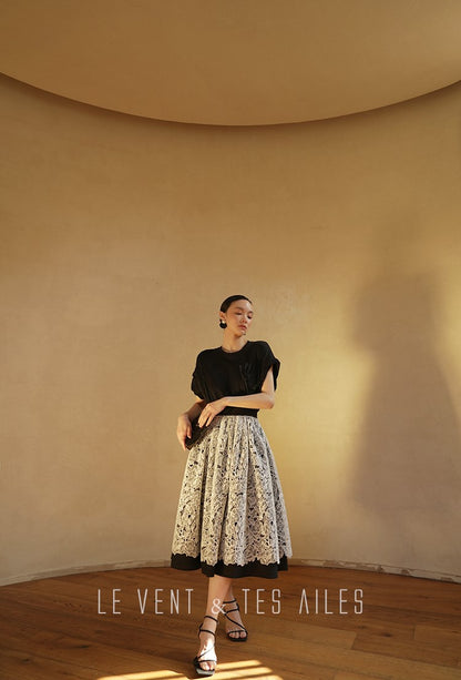 LE VENT&TES AILES  handmade Lush 100 cotton 3d flower short-sleeved top-Lyra