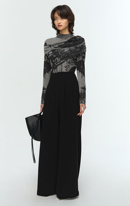 COMME MOI Lu Yan designer's new women's two-piece jacquard wool knitted sweater- TERRA.