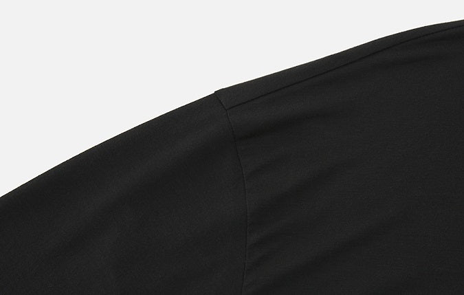 ZHUCHONGYUN black minimalist crew neck loose mid-sleeve top-IEJI.