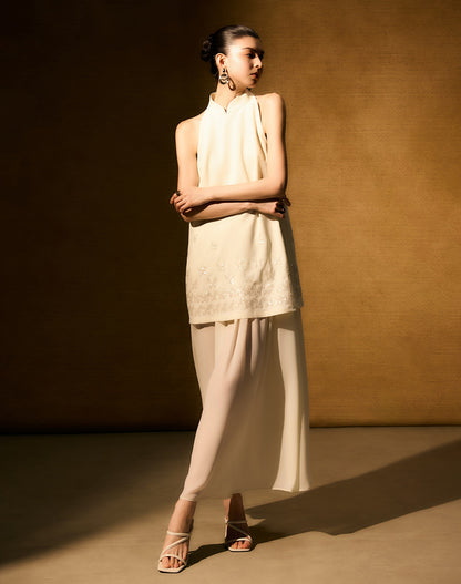 HECO Chinese butterfly sequin fake two-piece dress - CROWN.