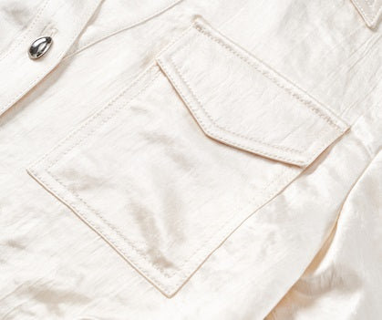 COMME MOI Lv Yan Designer Summer Acetate Texture V-Neck Waist Shirt - AYLA.