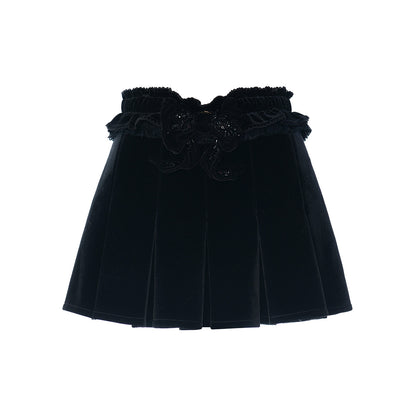 FAME velvet bow embellished skirt - FELIX