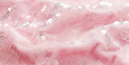 HECO floral sequins embroidery long sleeve short DRESS  - CUTE.