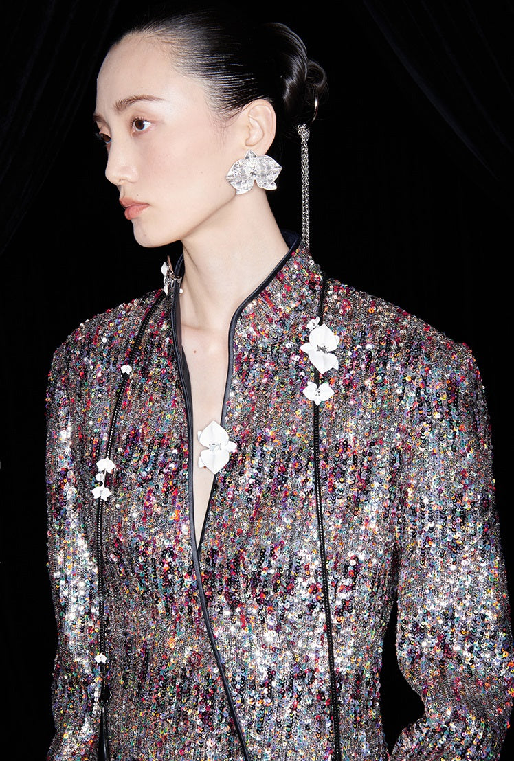 M essential Mackay designer Radiant Night Embroidered Slim Side Dress - TRIBE.