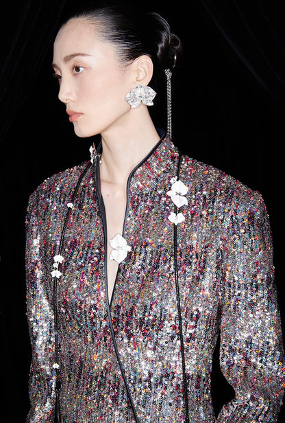 M essential Mackay designer Radiant Night Embroidered Slim Side Dress - TRIBE.