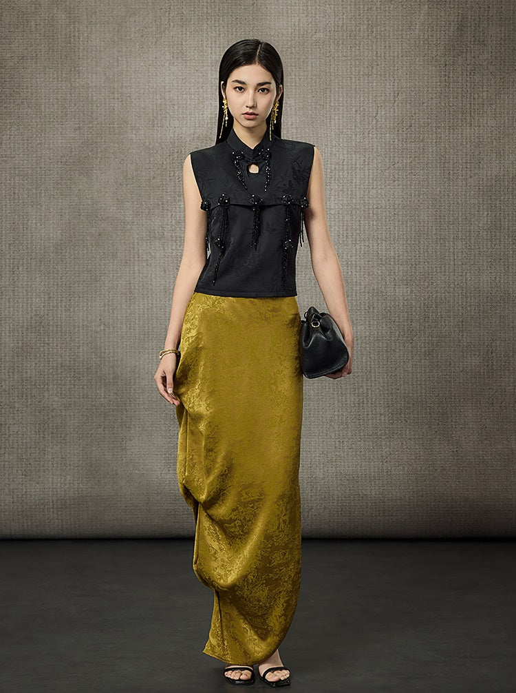 HECO Rose Crystal Tassel Shawl Women's Top - SURROUND.