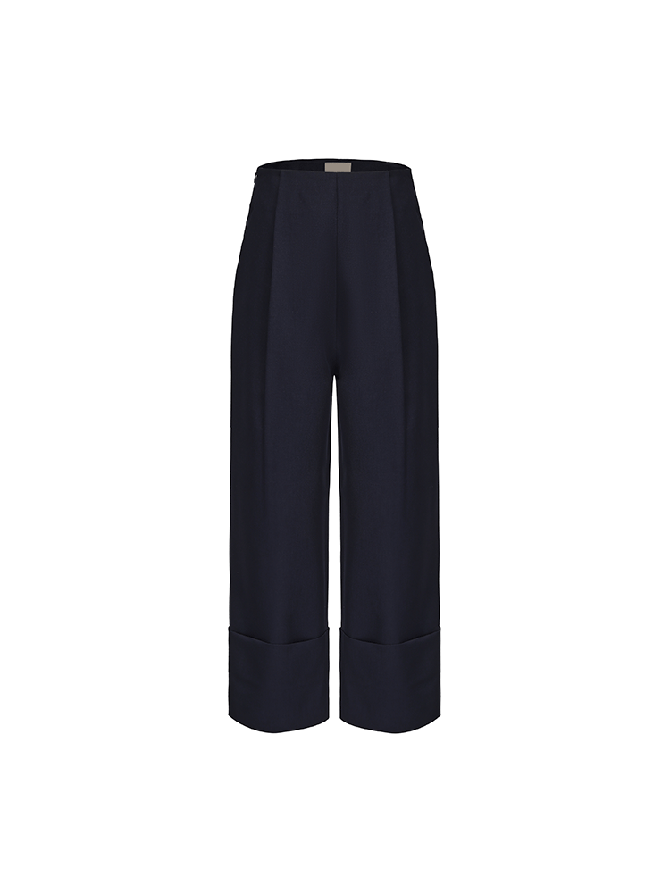ATELIER MISS LU Spring/Summer Folded Leg Design Straight Cropped Pants - LEWIS.