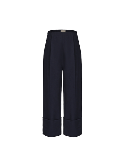 ATELIER MISS LU Spring/Summer Folded Leg Design Straight Cropped Pants - LEWIS.