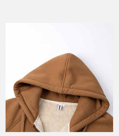 LEDIM  camel brown top jacket hooded oversized sweatshirt - Yule