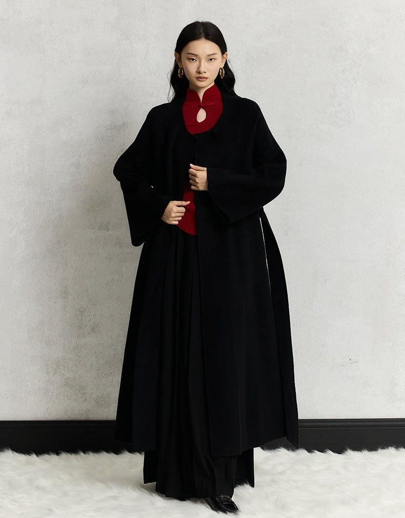 HECO Cheongsam Collar Hollow Buckle red black apricot Knitwear Slim Bottom - whom.