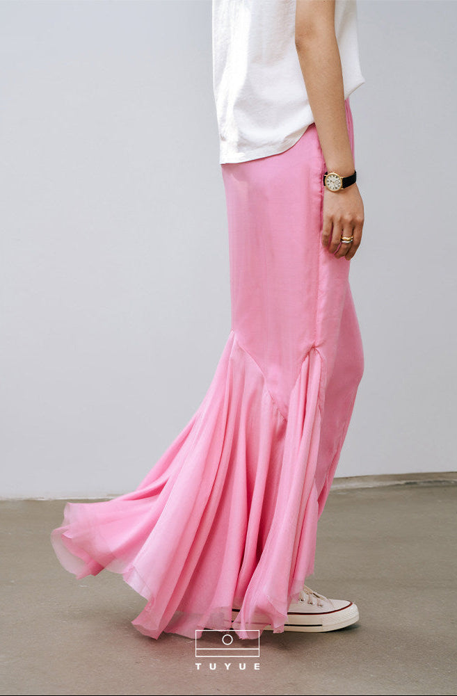 TUYUE mulberry silk maxi mermaid skirt- VIVIAN.