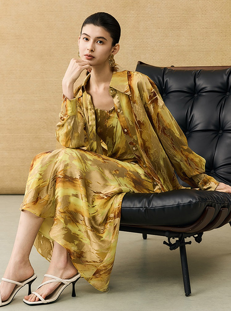 HECO Chinese National Style Burning Flower Slightly Transparent shirt- STROK.