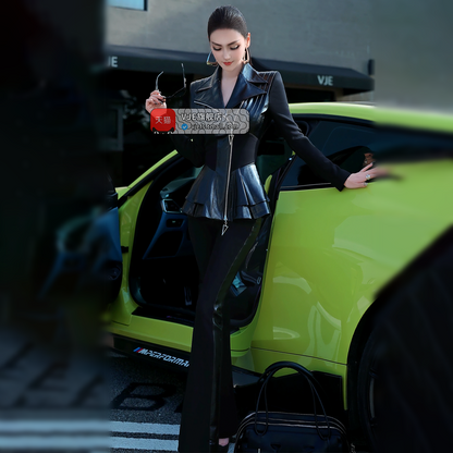 VJE  Jacket Flared Pants Two-Piece Suit set - FED.